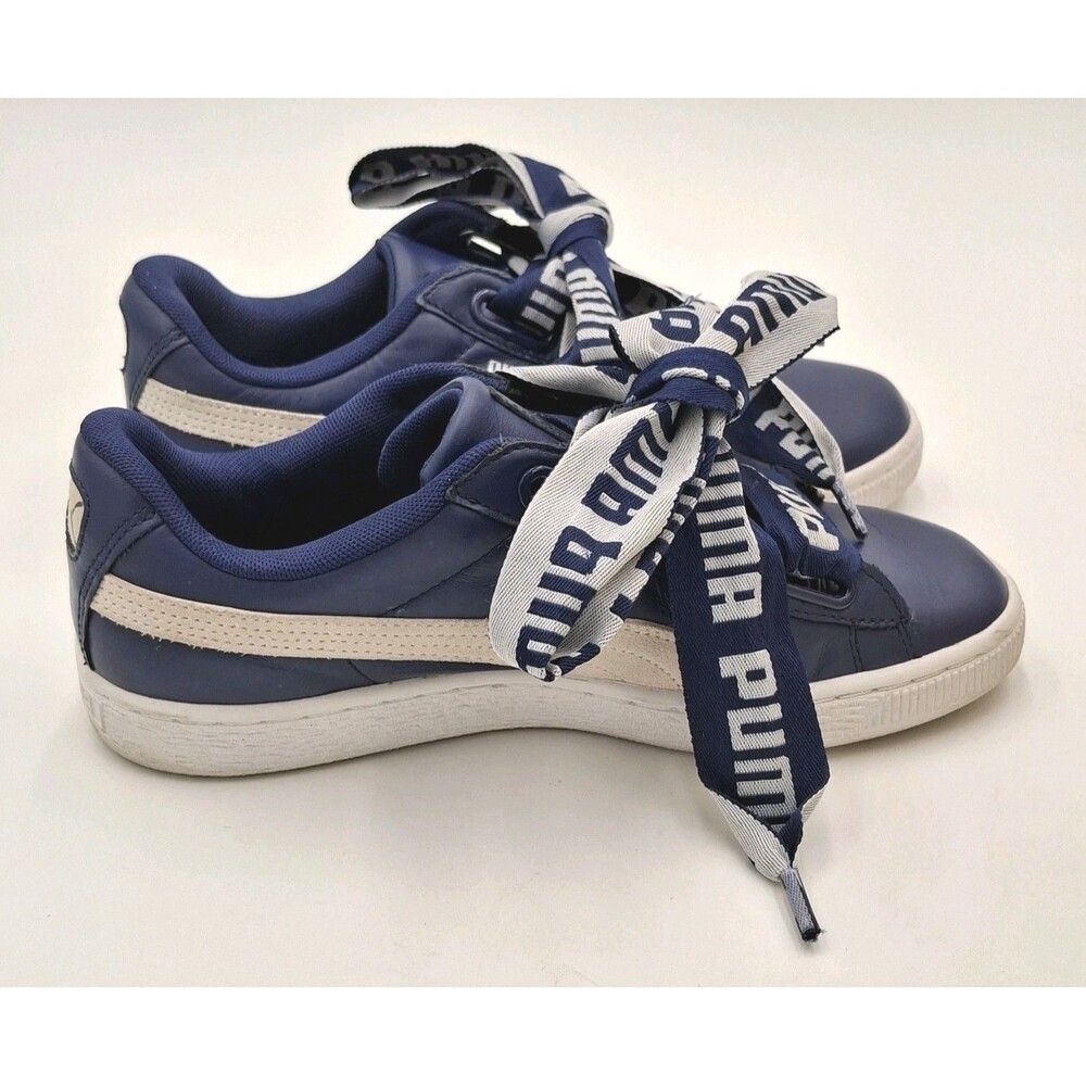 Puma Shoes Women's 7.5 US Basket Heart De Blue/White Leather Sneakers 364082 02 - Picture 6 of 16